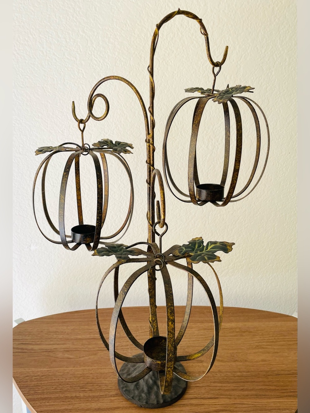 Rustic Bronze Metal Pumpkin Tea Light Holder - Fall Home Decor